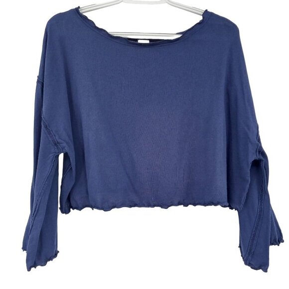 We The Free FP Bird Gang Tee In Moonlight Surf Women's XS Crop Wide Sleeves - Picture 2 of 10